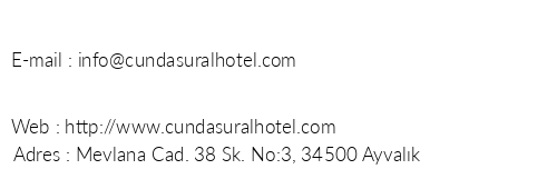 Cunda Sral Hotel telefon numaralar, faks, e-mail, posta adresi ve iletiim bilgileri